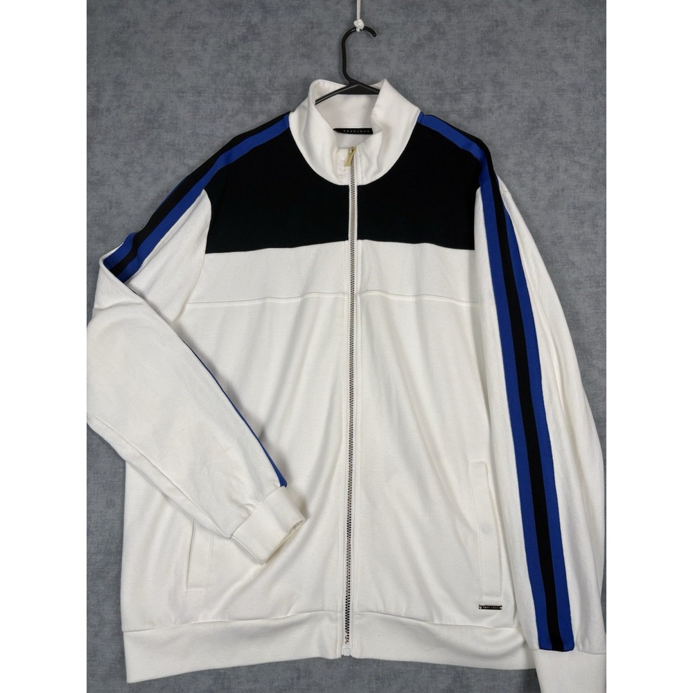 Sean John Track Jacket Mens 2XL White Blue Full Zip Y2K Hip Hop Streetwear